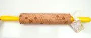 The BakeShop by Masterclass Bee Embossed Yellow Wood Handled Rolling Pin