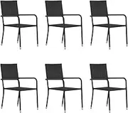 Garden Chair Garden Dining Chairs 6 pcs Stackable Black Poly Rattan Patio Seating