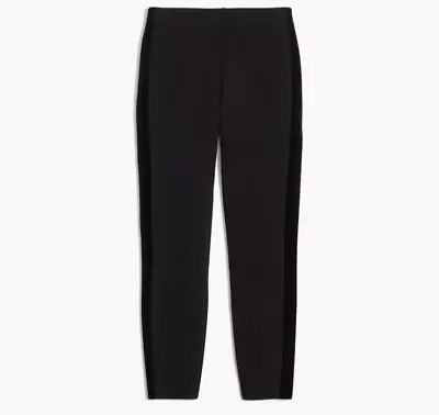 J. Crew Women's Black Gigi Pants Velvet Tuxedo Leg Stripe Stretchy size 6 Zipper