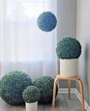 Artificial Boxwood Topiary Ball 18"，Gloss Green, UV Resistant for Indoor or Out