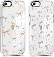 Yomjew 2 Pack Cute Clear Bow Phone Case for iPhone 7/8 / SE 2020/2022 4.7 inch, Aesthetic Trendy Fashion Case Soft Slim Protective Shockproof TPU Bumper Cover for Women Girls - Bow 05