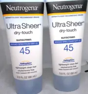 2X Neutrogen Ultra Sheer Dry Touch Sunscreen SPF 45 3oz - 2 PACK- 1/24+