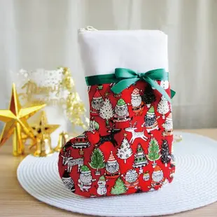 Lovely【日本布】聖誕老人聖誕襪手機袋、紅底燙金、5.5吋可用