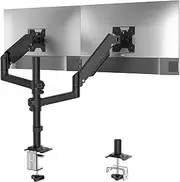 WALI Dual Monitor Mount, 17-32 Inch Adjustable Spring Dual Monitor Arm for Desk Holds Max 17.6 lbs Screens, Swivel Vesa Bracket with C Clamp, Grommet Mounting, Monitor Arms for 2 Monitors (GSDM002)