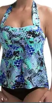 NEW MIRACLESUIT SHARON TANKINI SWIMMING SUIT WOMENS 8 BLUE LOOK 10 LBS LIGHT