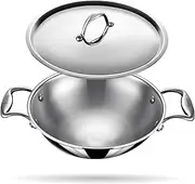 Stahl Artisan Triply Stainless Steel Round Bottom Kadhai with Lid, Extra deep kadai, Stainless Steel Cookware Tri Ply Kadhai, 1.8 L, 20 cm