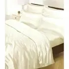 CREAM SATIN SUPER KING DUVET COVER SET + FITTED SHEET + 4 PILLOWS