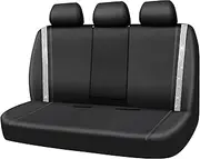 CAR PASS Bling Rhinestone&Leather Back Seat Cover, Waterproof Bench Rear Seat Cover Shining Diamond Universal Fit 95% Automotive Glitter Crystal Sparkle Strips for Kid Women Girl, Silver Diamond