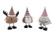 bulk 24 Xmas Metal Standing Deco 3 Assort Decoration 6x14cm