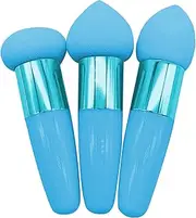 Éponge De Fond De Teint - Mélangeur De Maquillage Bouffant De Fond De Teint Haute Densité 3 Pieces Avec Poignées, Ensemble D'éponges De Maquillage À Usage Sec Et Humide, Outil Cosmétique De Voyage