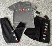 Nike Air Jordan Boys Jumpman Dri-Fit T-SHIRT, SHORTS & PANTS Set BLK M 10 12 NWT