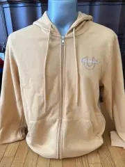 NeW True Religion Full Zip Hoodie Oak Bluff Orange Logo Sz M Unixex