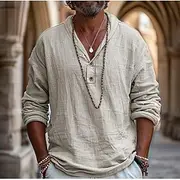 Retro Vintage Medieval Renaissance Shirt Pirate Viking Solid Color Men's Pirate Halloween Carnival Vacation Casual Daily LARP Adults' Shirt Spring Summer