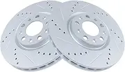 TRQ Front Performance Brake Rotor Drilled Slotted LH Driver Side or RH Passenger Side Pair Set for 2015-2017 200/2016-2018 500X / 2018 Compass / 2013-2016 Dart / 2015-2018 Renegade