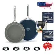 Scratch Resistant 9.5” & 11” Skillet Set - Stay-Flat Base for Effortless Cooking