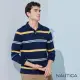 【NAUTICA】男裝 經典撞色條紋長袖POLO衫(深藍)