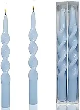 Twisted Taper Candle Light Blue Spiral Candlesticks 10 Inch Unscented Handmade Dinner Candles Set for Holiday Wedding Party Christmas Home Decoration…