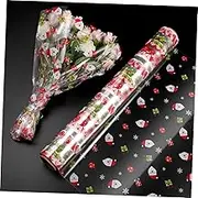 TOYANDONA Christmas Cellophane Wrap Roll 3000x40cm, 2.5 Mil Thick Clear, Santa Claus Cellophane Bags