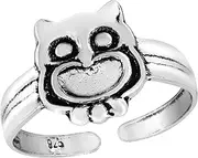 [AeraVida] Adorable Wide-Eyed Nocturnal Owl .925 Sterling Silver Toe or Pinky Ring