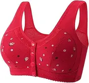 XWSM Middle Elderly Ladies Bra Plus Size Ultra Soft Comfort Cup Bra Seniors Women Front Closure Wireless Bralette Vest Tops (Color : E, Size : 115/50ABC), E