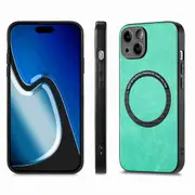 For Iphone 15 Solid Colour Leather Skin Back Phone Case
