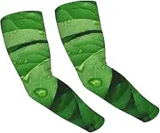 [FHEDVBN] Green Leaves Arm Sleeves Compression Arm Covers for Men Women Outdoor Sun Sleeves Cooling Sports Sleeve, Black
