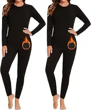 [NebuKinex] 2 Sets Thermal Underwear for Women Long Johns Ultra Warm Fleece Lined Athletic Base Layer Tops & Bottom Pajama