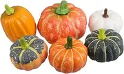 Holibanna 6pcs Artificial Halloween Pumpkins Foam Decoration Thanksgiving Ornaments Fall Harvest Decorations Fake Mini Pumpkins for Party Decoration