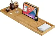 ACA Trading Bath Caddy Tray for Bathtub - Adjustable Bamboo Bathroom Accessories With Table Holder - Birthday and Warming Gifts for Women and Mum