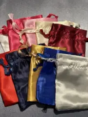 (10 PACK) 4X3" SATIN Sateen soft craft jewelry gift bags pull string USA seller