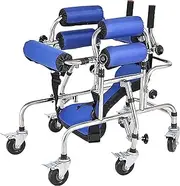 QLMA Walker with Wheels and Seat with Brakes Wheels Height Adjustable Mobility Aids Stainless Steel Childrens Rehabilitation Walker Medical Rollator Walker with Handles()