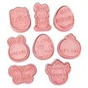 8pcs Eggs Rabbit Chick Biscuit Cutters Biscuit Fondant Embosser Stamp for Party