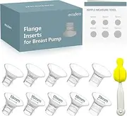 Flange Insert 10PCS 13/15/17/19/21mm for 24mm Flanges/Shields of Most Breast Pumps,Essential Flange Sizing Kit for Breast Pump Replacement Accessories with Nipple Ruler, Cleaning Brush