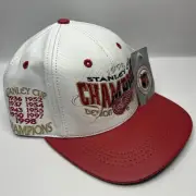 Detroit Red Wings NWT New White Modern Leather Hat 1998 Stanley Cup Champs NHL