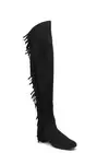 Saint Laurent Woman's Black Suede Over The Knee Fringed Boots 438270 1000