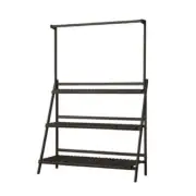 3 Tier Plant Stand Flower Pot Shelf Wooden Black