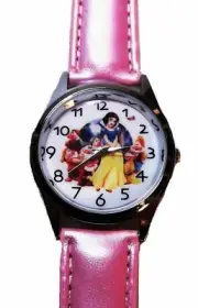 Snow White And The Seven Dwarfs Pink Leather Band Wrist Watch