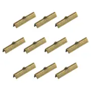 200Pcs Ribbon Crimp Clamp Ends 30mm Cord End Clasp for DIY Craft Bronze Tone