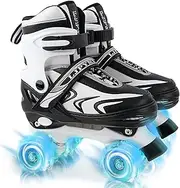 Adjustable Roller Skates for Boys and Girls - 4 Sizes With Light up Wheels for Toddlers, Kids, Women, and Men