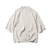 Men's Shirt Cotton Linen Shirt Casual Shirt Plain Casual Daily Wine Dark Grey Army Green Dark Blue 3/4 Length Sleeve Stand Collar Summer Clothing Apparel