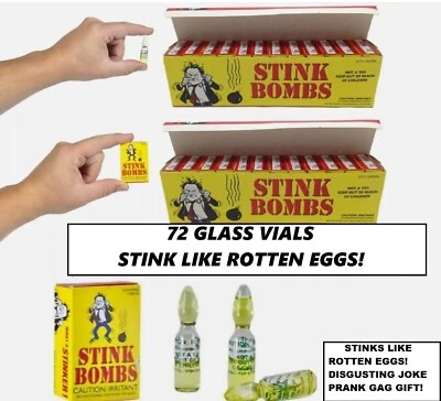 Stink Bombs -72 STINK BOMBS Absolutely Disgusting Rotten Egg Smell Fart Bomb