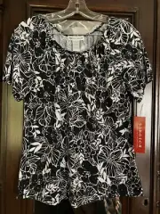 Womens Rebecca Malone Top sz small New with tags Black & White With Sparkles