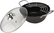 FIXOSHEE 1Set Tempura Deep Fryer Pan with Oil Drainer Rack Japanese Style Non Stick Frying Pot for Pouring for Fried Chicken Fish Tempura French Fries