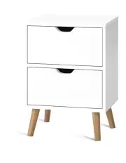 [Artiss] 2 Drawers Boden Bedside Table in White