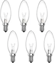 TobeBright E14 Light Bulbs, 62W Candle Light Bulbs, Clear Candle Bulbs E14 Dimmable Warm White 2600 K SES C35 Vintage Decorative Candle Lamp for Crystal Light, Wall Lamp, Candlestick(6 Packs)