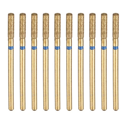 10pcs 120-140 Grits Titanium Diamond Grinding Bit 2.5mm Cylinder 10mm Length