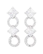 Suzy Levian Silver CZ Circle Dangle Earring