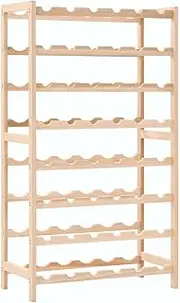 'vidaXL Cedar Wood Wine Rack - 48 Bottle Capacity, Scandinavian Style, Brown, Soft Cedar Wood, 57.5x28x102 cm - Natural Finish, Easy Assembly Required