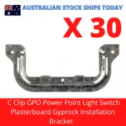 30 x C Clip Plaster Board Gyprock GPO Power Point Light Switch Install Bracket