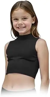 [Gum & Berries] Girls Turtle Neck Crop Sleeveless Vest Tank Top Lightweight Disco Dance,